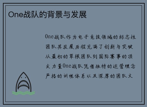 One战队的背景与发展